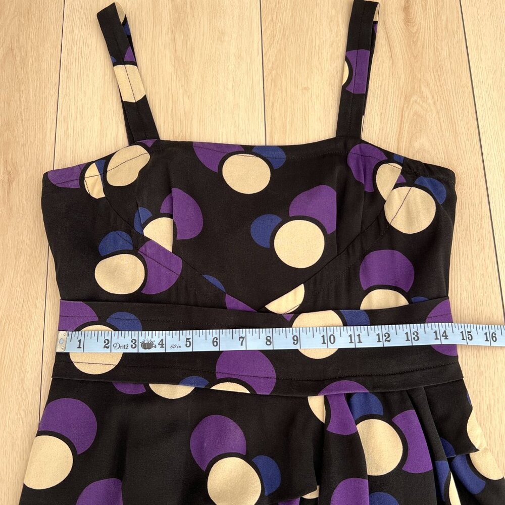 Marc by Marc Jacobs Black & Purple Polka Dot Silk Mini Bubble Dress (4) RUNS BIG - Picture 12 of 16
